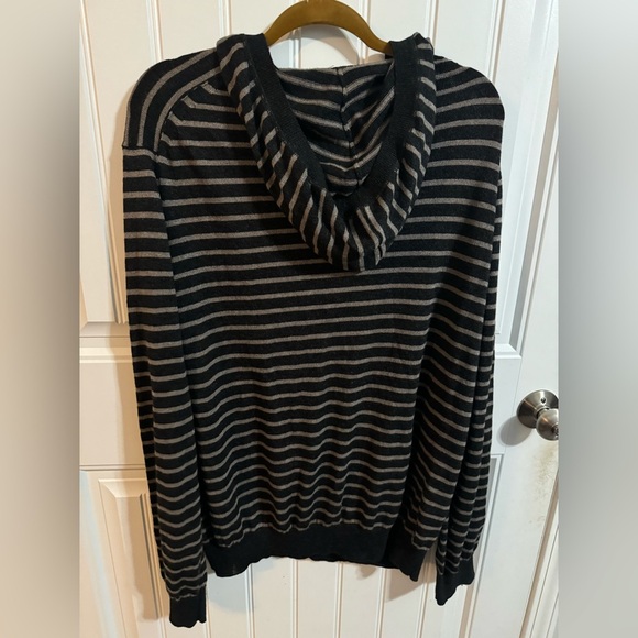 Vince Black/Gray Striped Pullover Hoodie - Picture 5 of 6